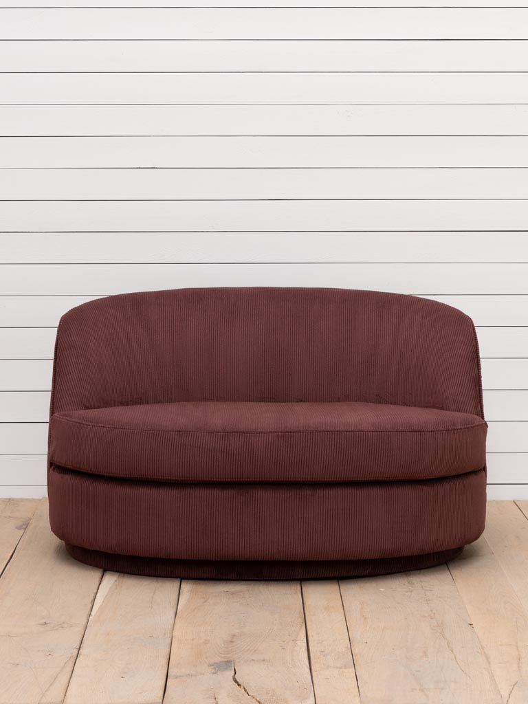 Small sofa cord wine-red Dandy - 1
