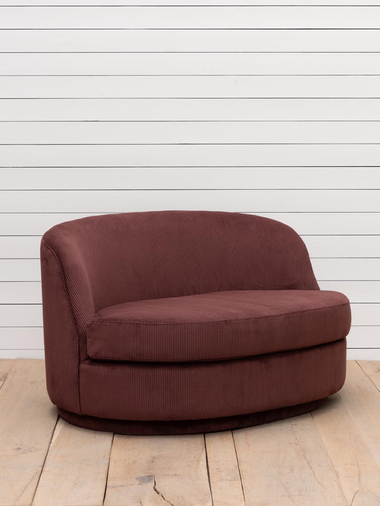 Small sofa cord wine-red Dandy - 4