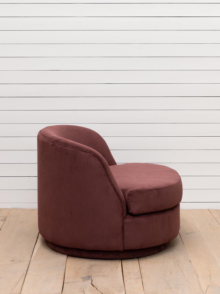 Small sofa cord wine-red Dandy - 6