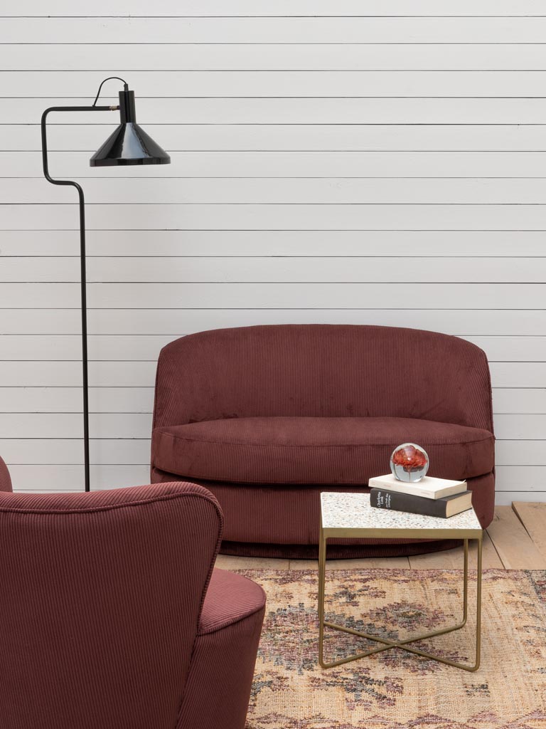 Small sofa cord wine-red Dandy - 2