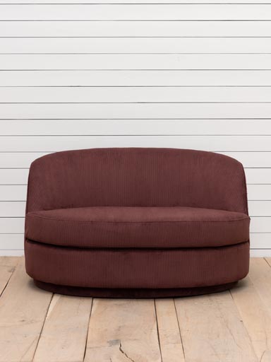 Small sofa cord wine-red Dandy