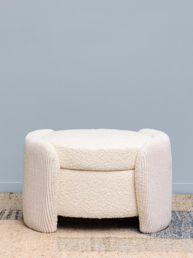 Ottoman stool cord & curly Bianco - 1