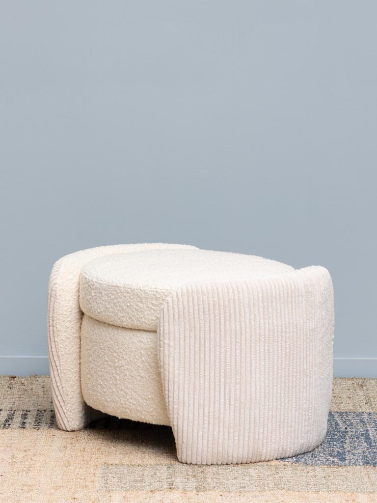 Ottoman stool cord & curly Bianco - 3