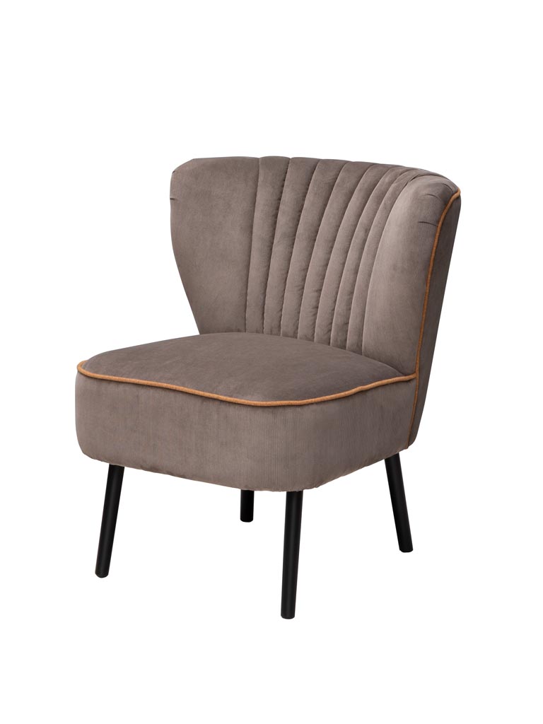 Armchair grey-ocre piping Horner - 3