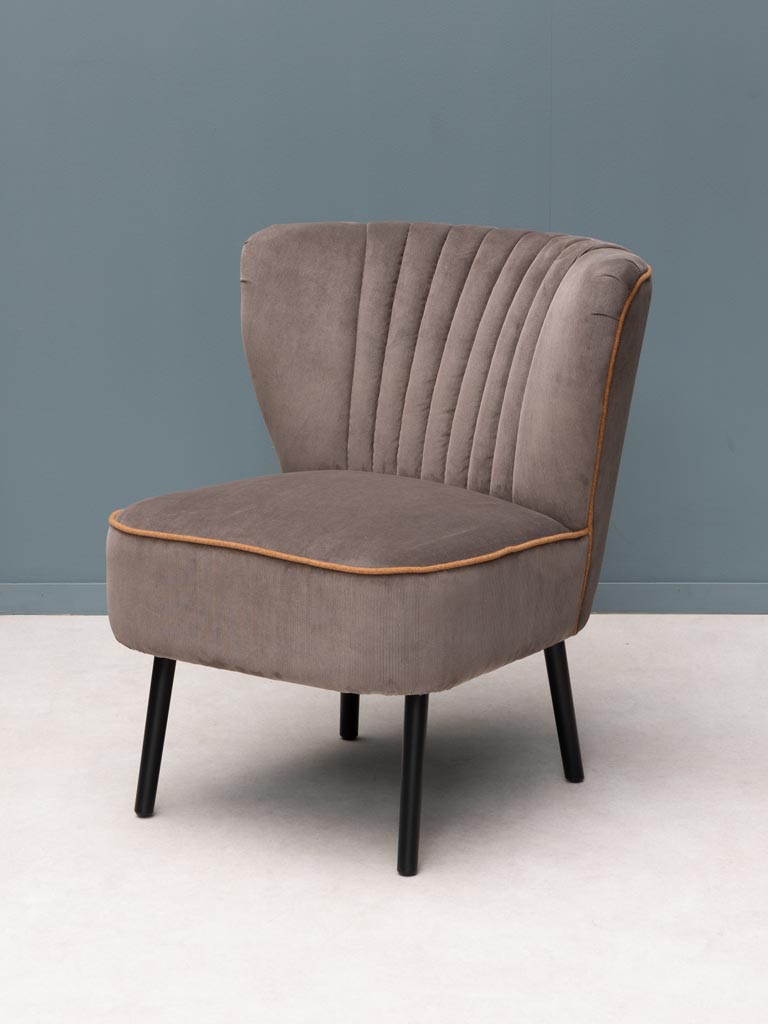 Armchair grey-ocre piping Horner - 1