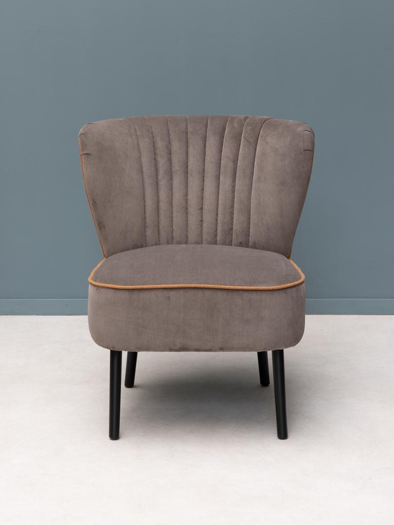 Armchair grey-ocre piping Horner - 4