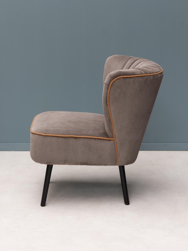 Armchair grey-ocre piping Horner - 6