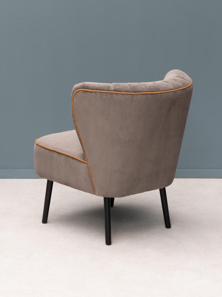 Armchair grey-ocre piping Horner - 5