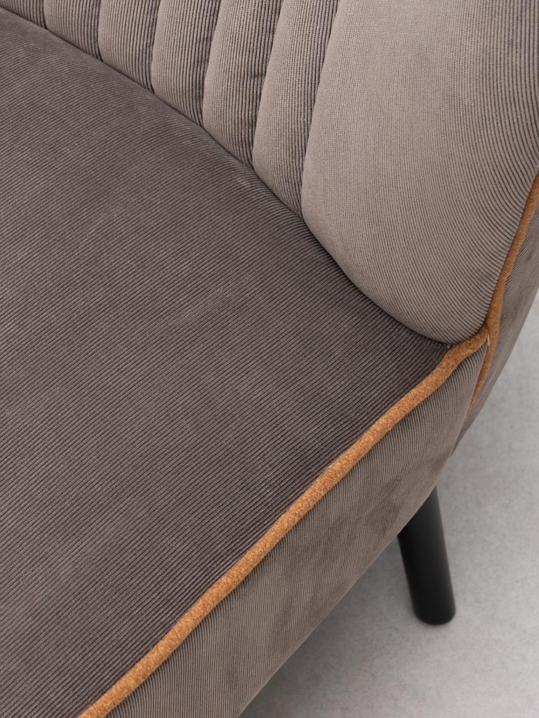 Armchair grey-ocre piping Horner - 2