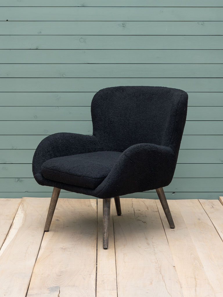 Armchair black curl fabric Ernest - 1