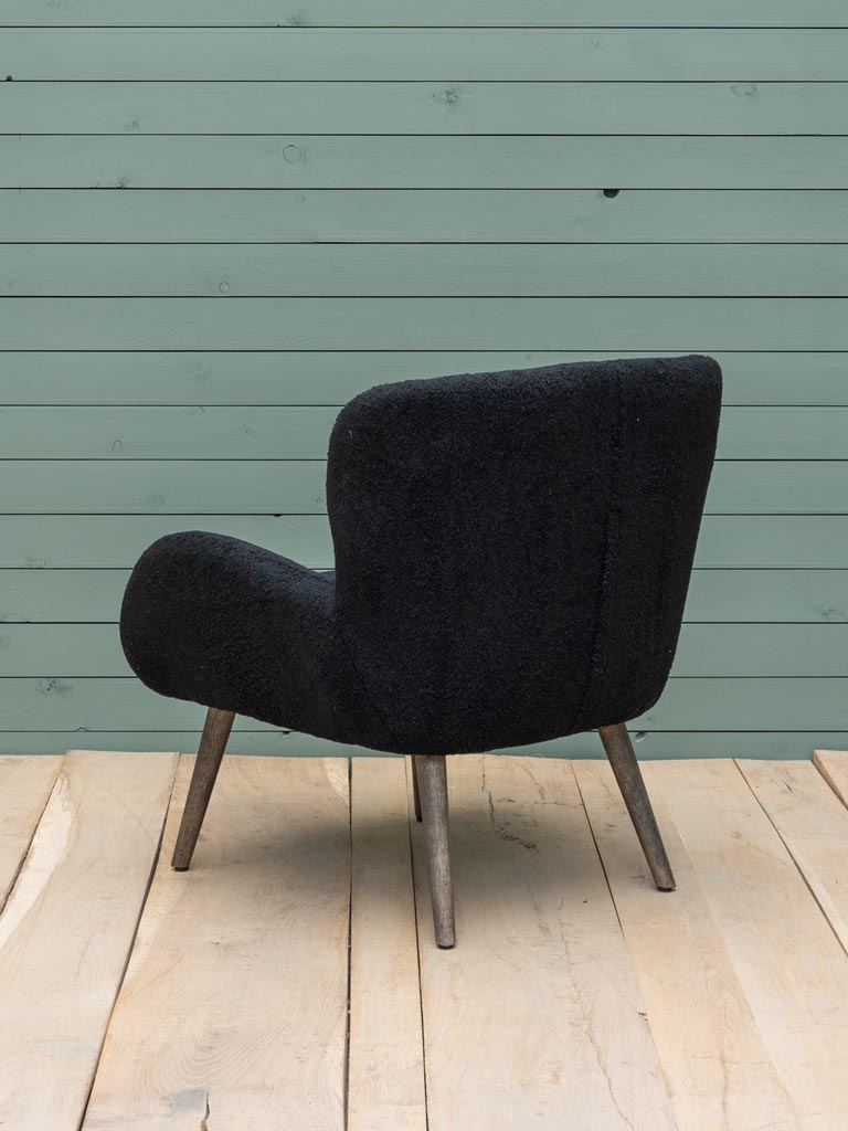 Armchair black curl fabric Ernest - 5