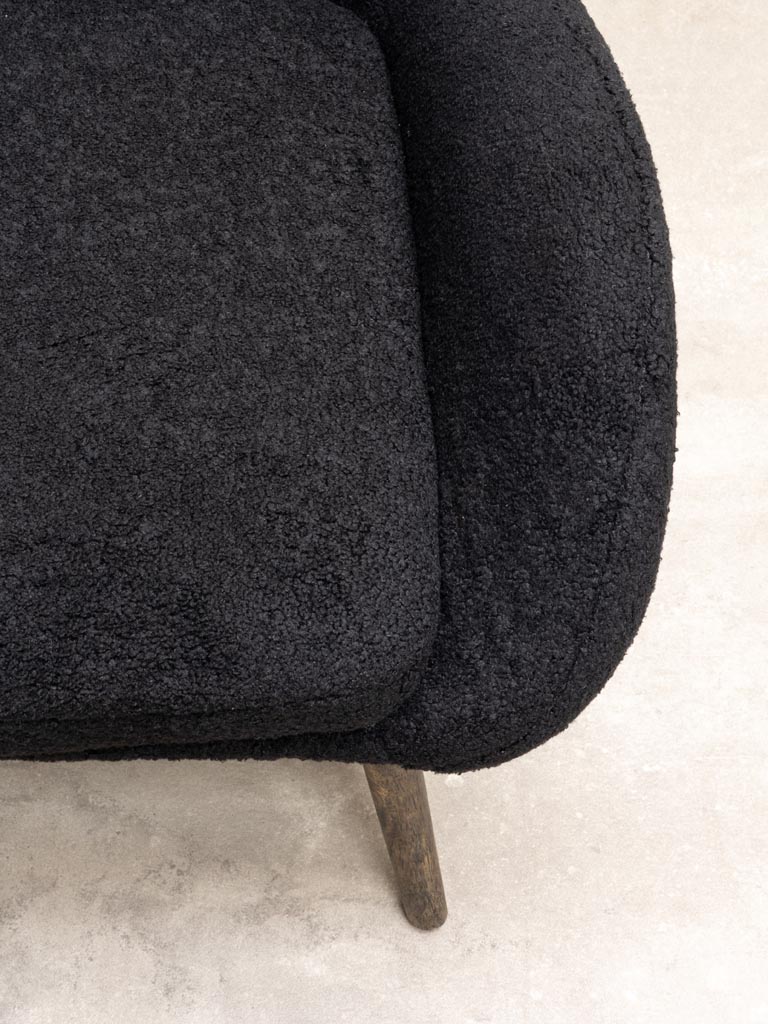 Armchair black curl fabric Ernest - 2