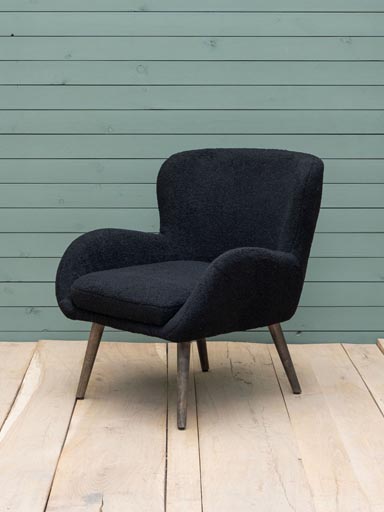 Armchair black curl fabric Ernest