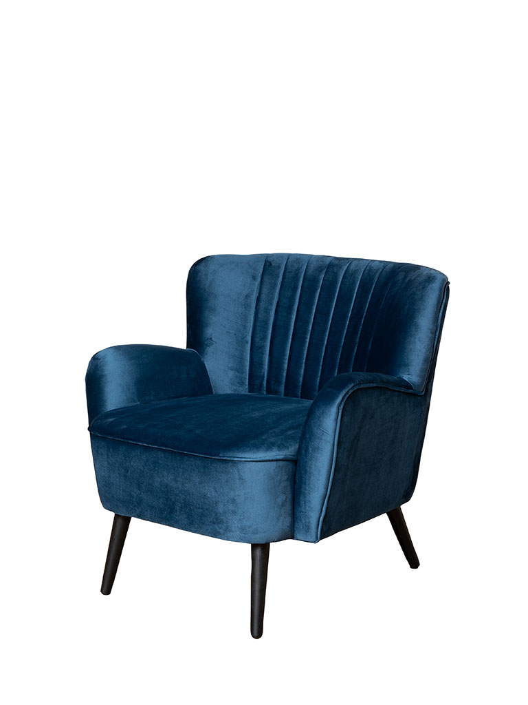 Blue velvet armchair Lob Jardin - 2