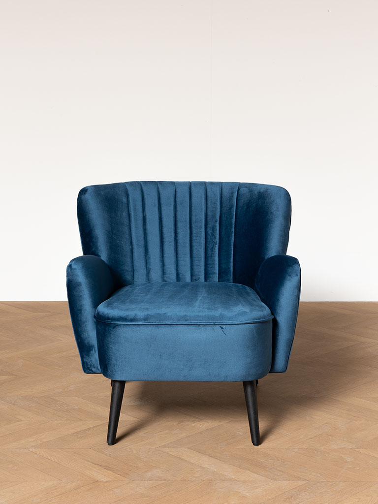 Blue velvet armchair Lob Jardin - 3