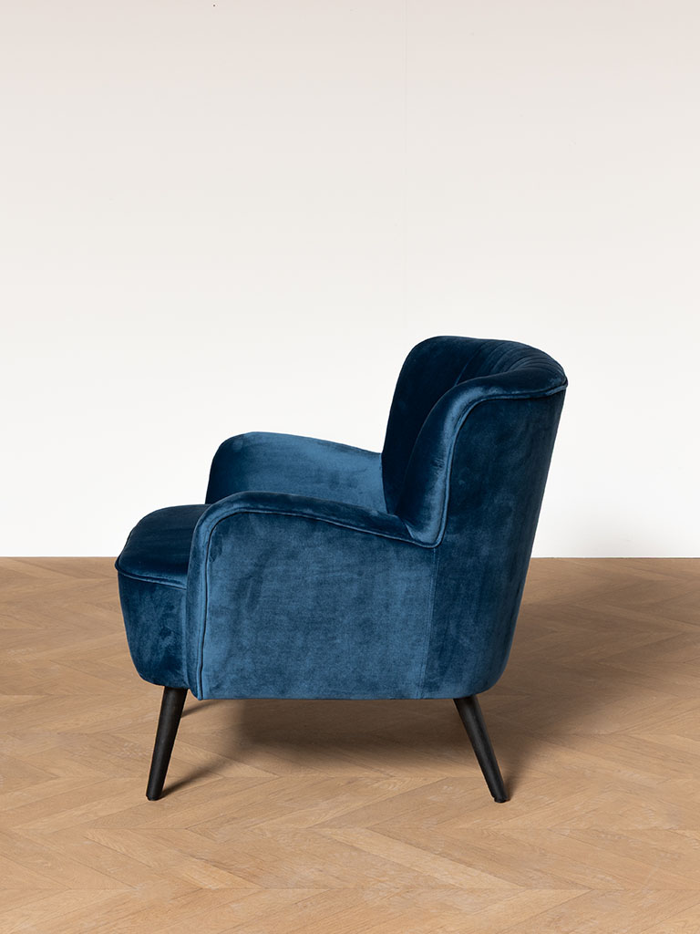 Blue velvet armchair Lob Jardin - 5