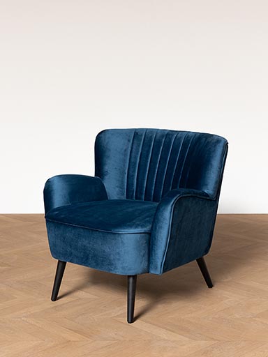Blue velvet armchair Lob Jardin