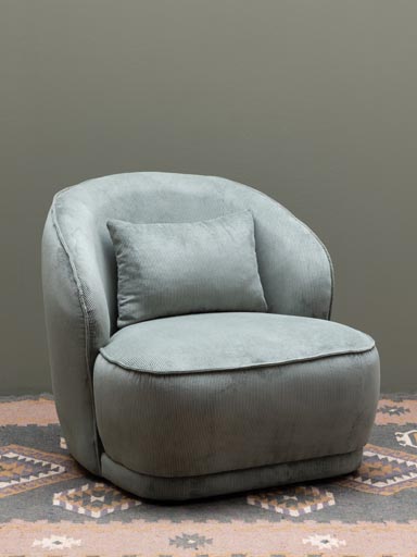 Fauteuil cotelé vert Nasrine