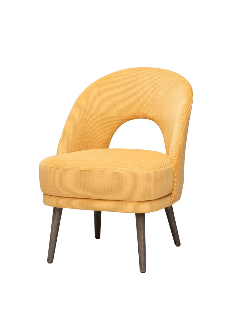 Ochre cord armchair Cyrus - 3