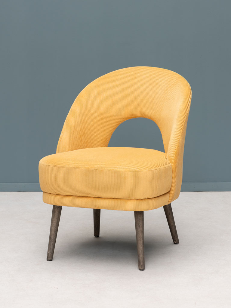 Ochre cord armchair Cyrus - 1