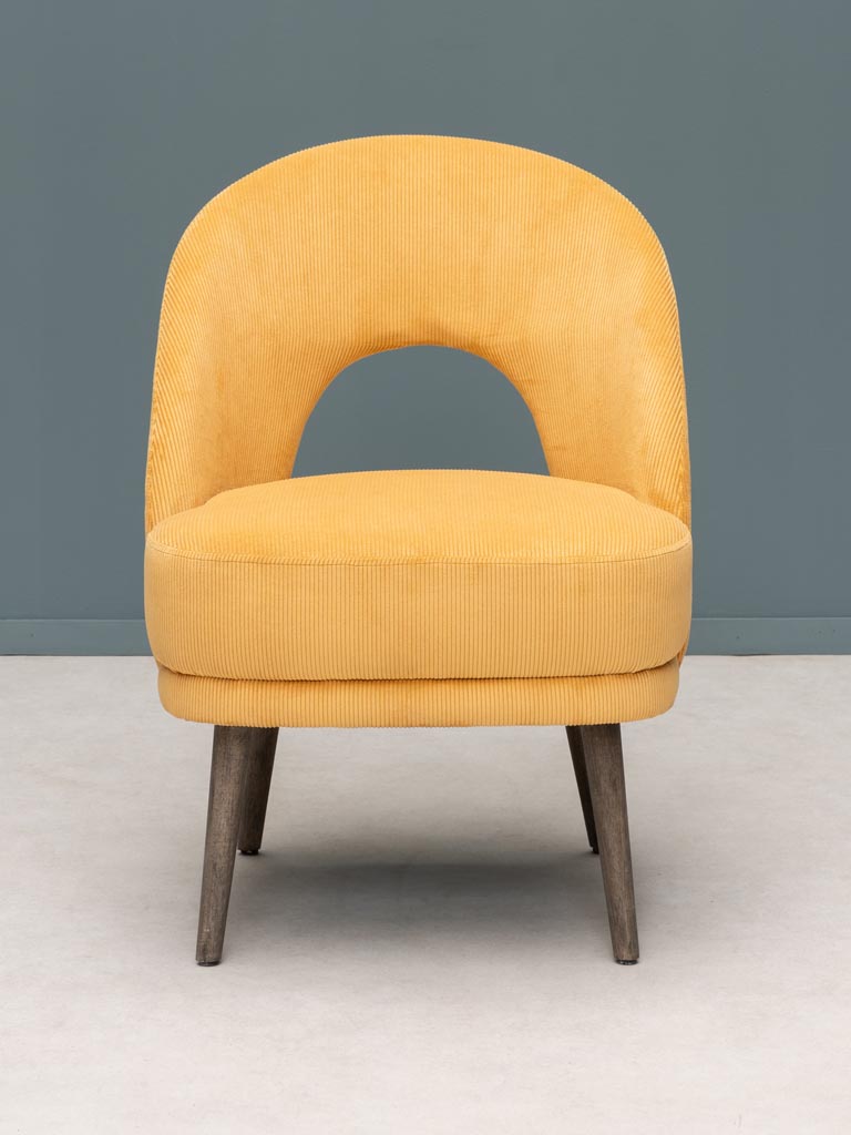 Ochre cord armchair Cyrus - 4