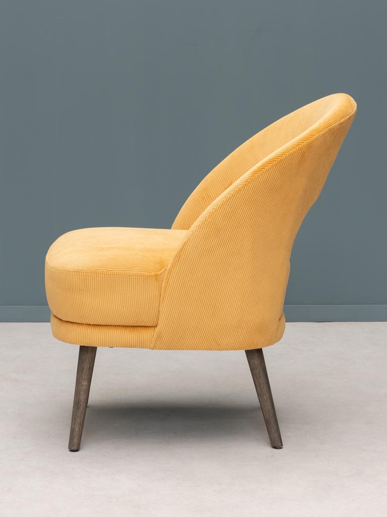 Ochre cord armchair Cyrus - 6