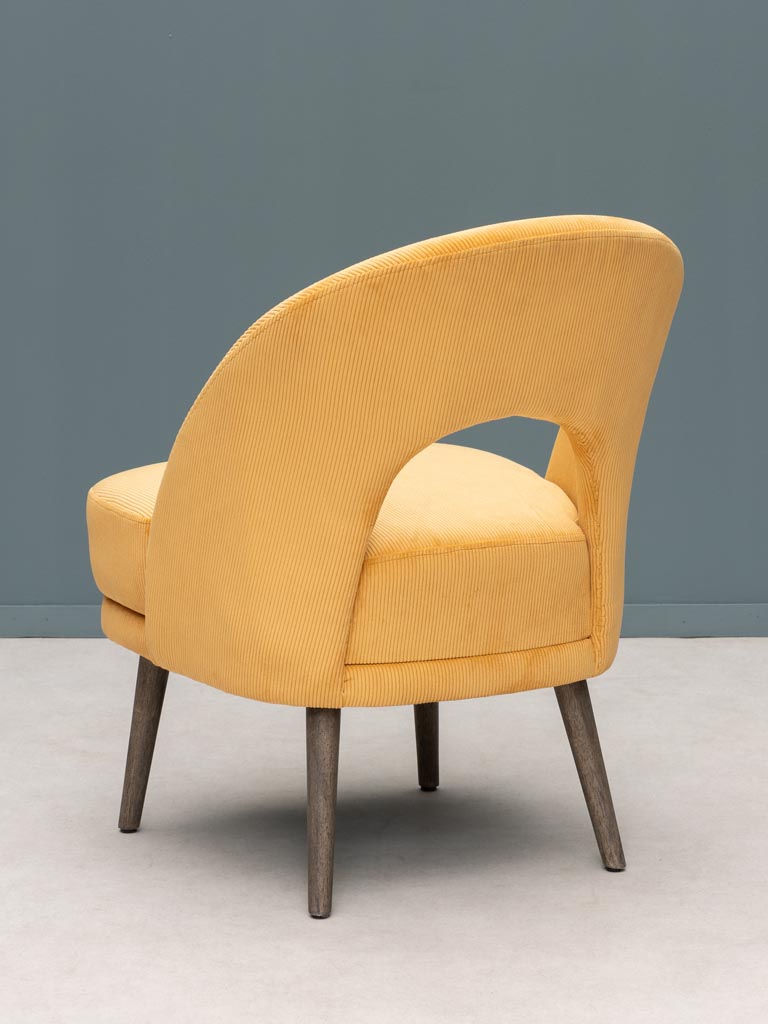 Ochre cord armchair Cyrus - 5