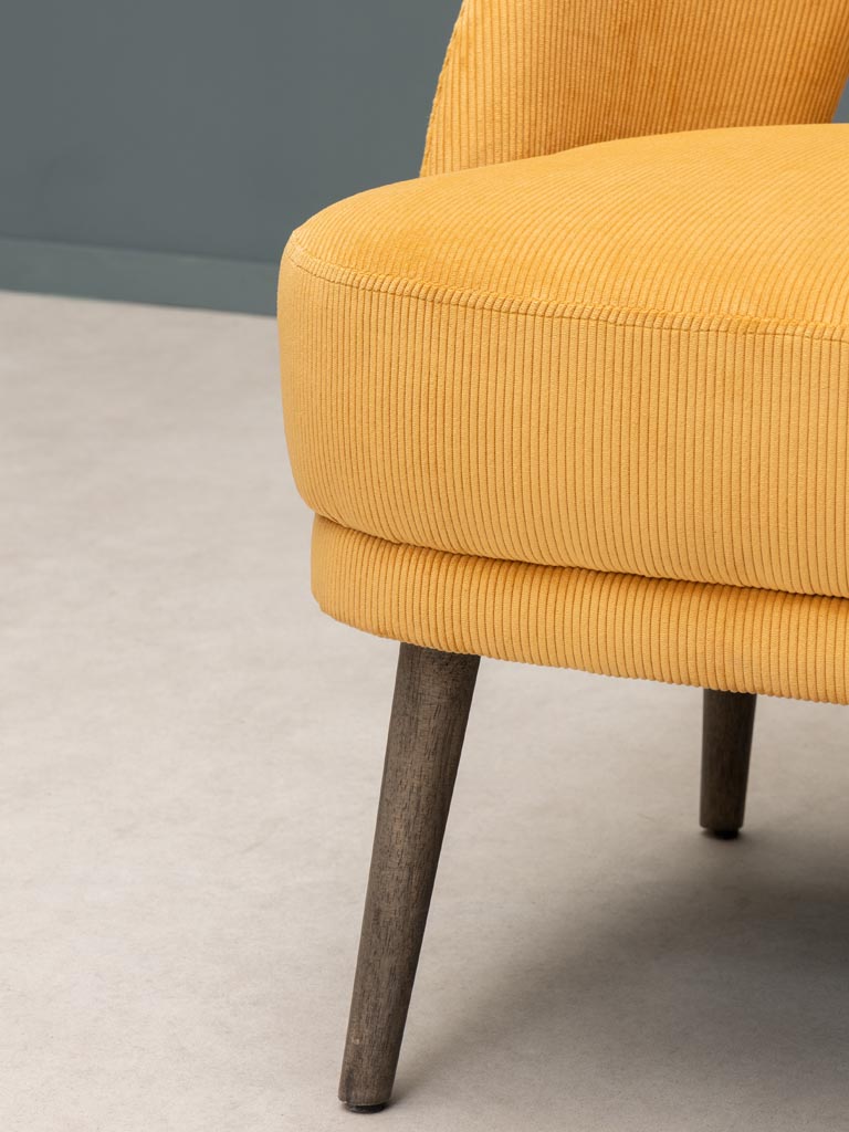 Ochre cord armchair Cyrus - 7