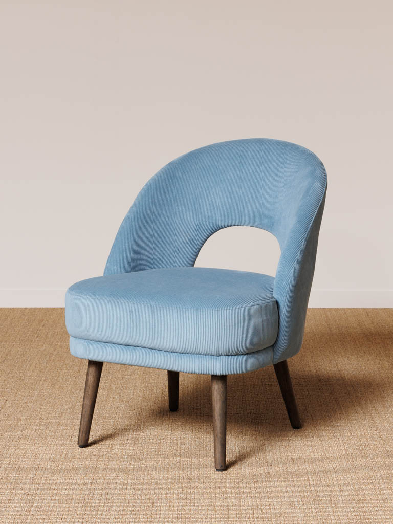 Light blue cord armchair Cyrus - 1