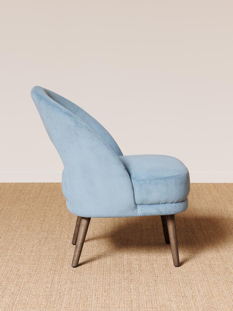 Fauteuil côtelé bleu clair Cyrus - 5