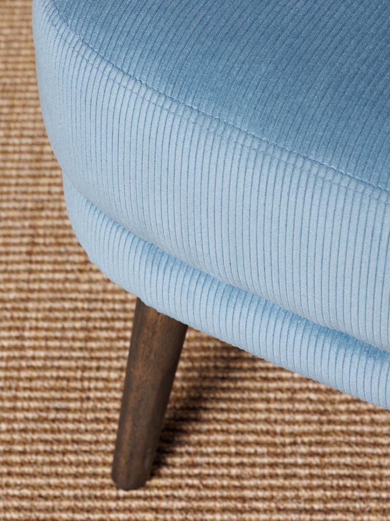 Fauteuil côtelé bleu clair Cyrus - 6