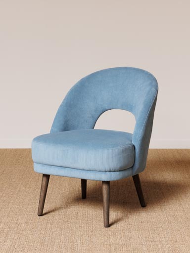 Fauteuil côtelé bleu clair Cyrus