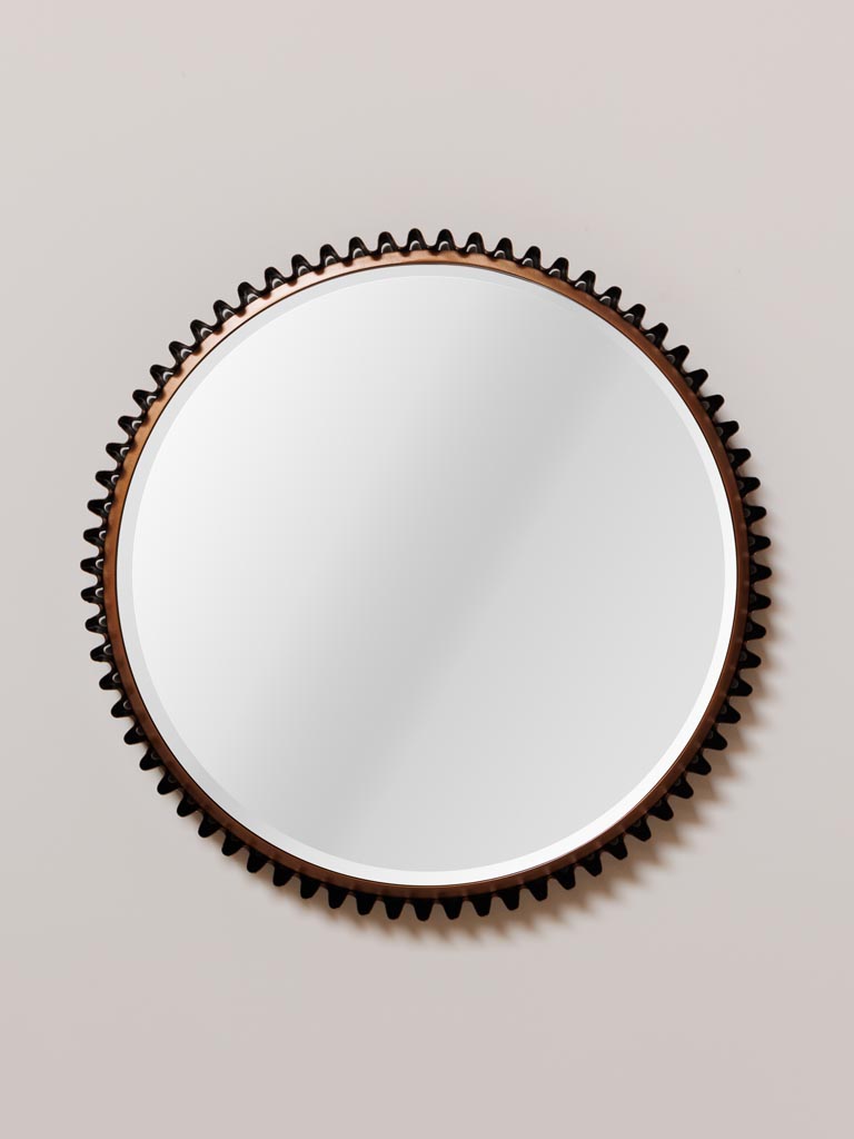 Miroir cranté patine cuivrée - 1