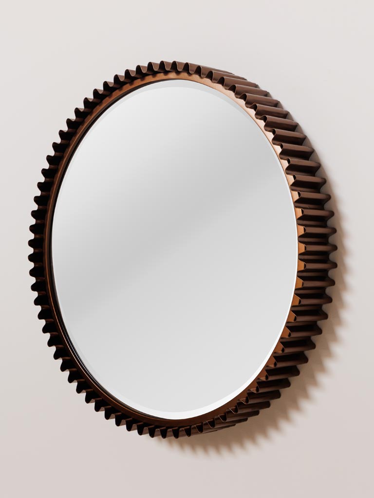 Miroir cranté patine cuivrée - 3