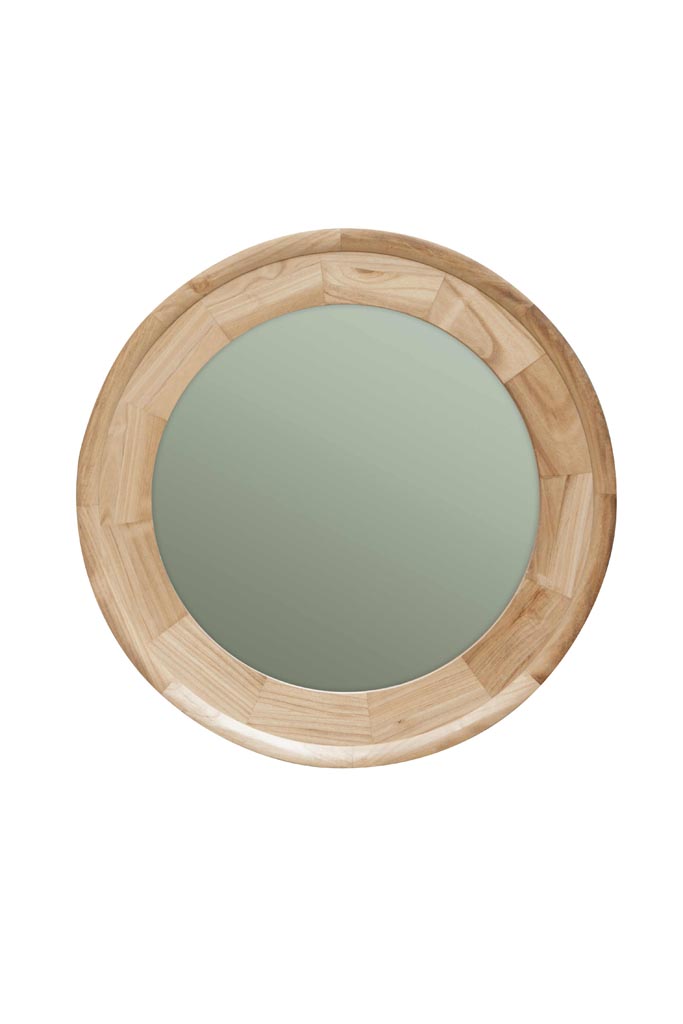 Round wooden mirror light wood - 2
