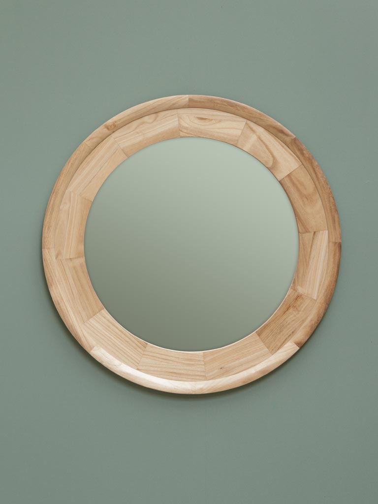 Round wooden mirror light wood - 1