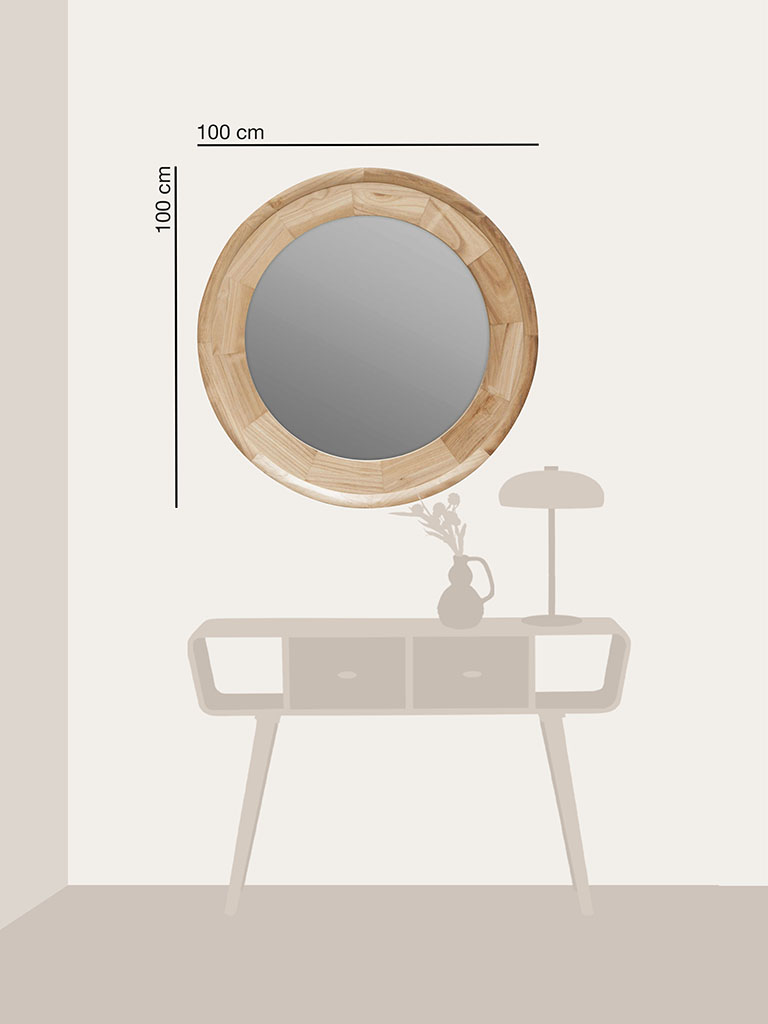 Miroir rond en bois clair - 3
