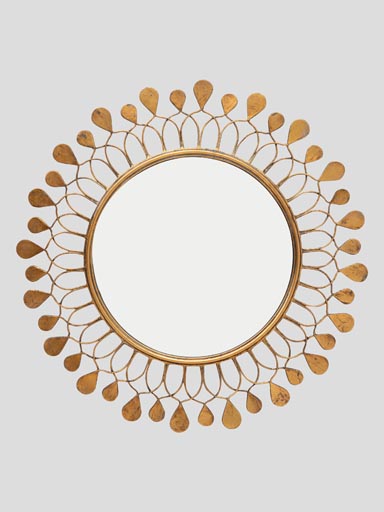 Golden round mirror Rustichic