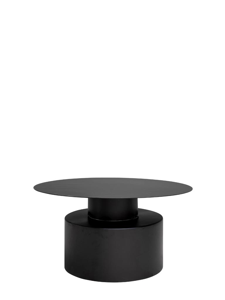 Black coffee table  LIbra large round base - 2