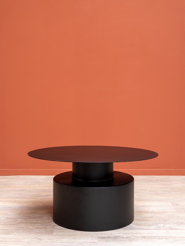 Black coffee table  LIbra large round base - 1