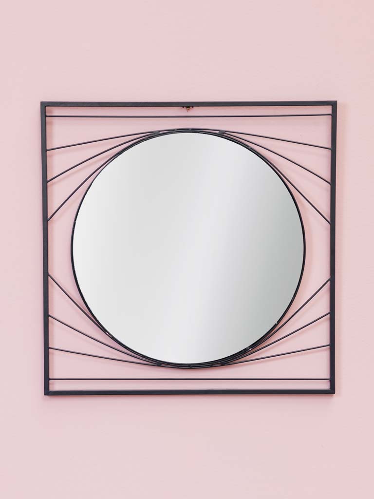 Miroir Eye métal noir cadre carré - 1