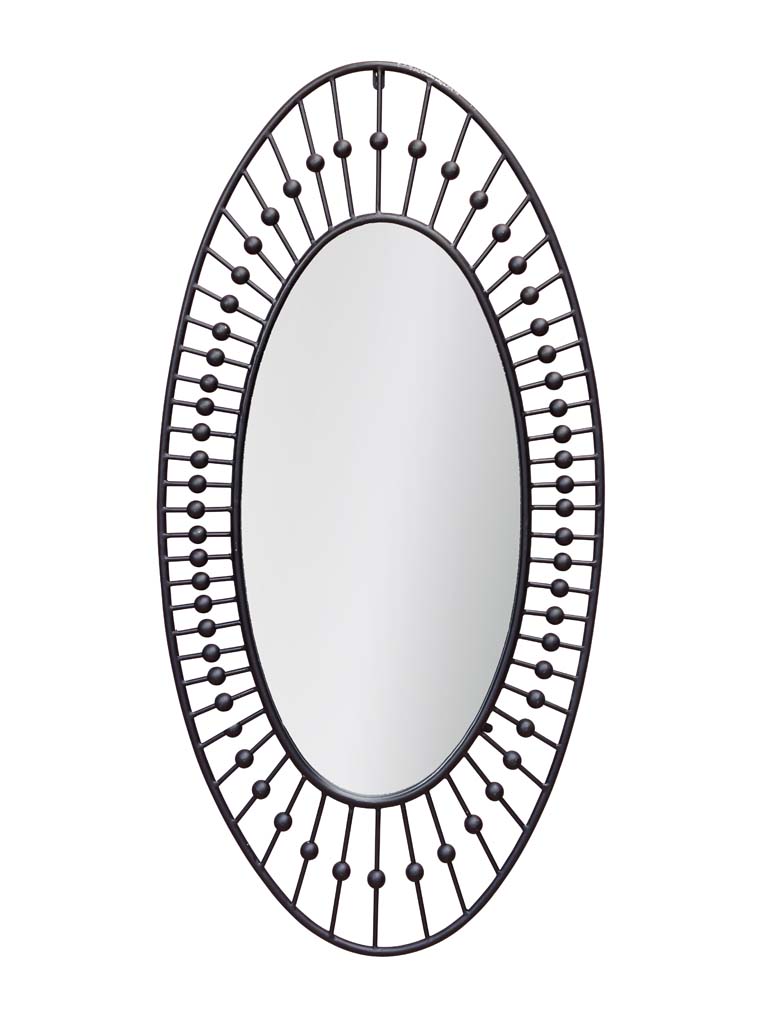 Miroir ovale perles noires - 2