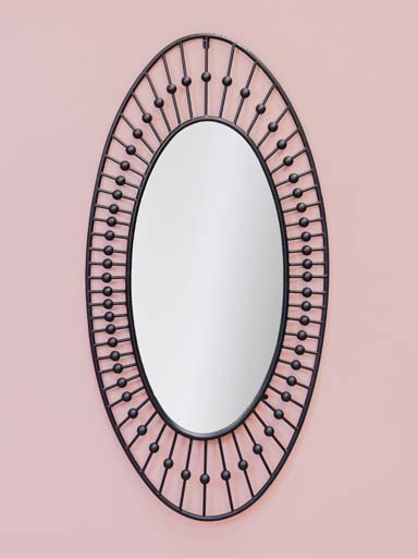 Oval mirror black pearls