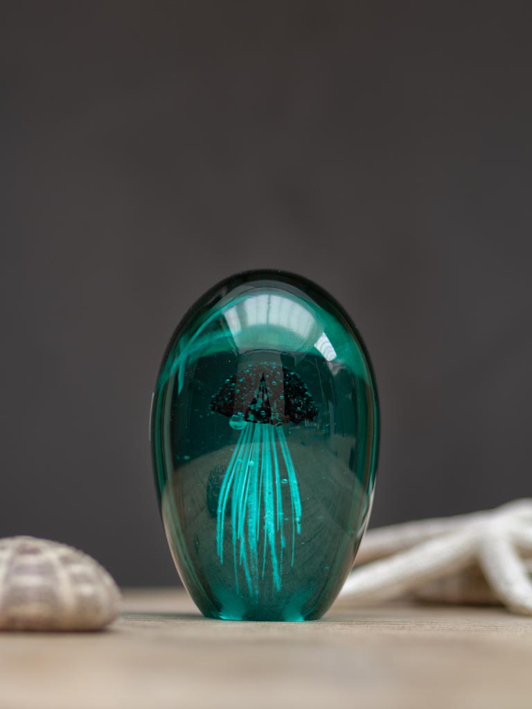 Glass paperweight blue lagoon jellyfish - 1