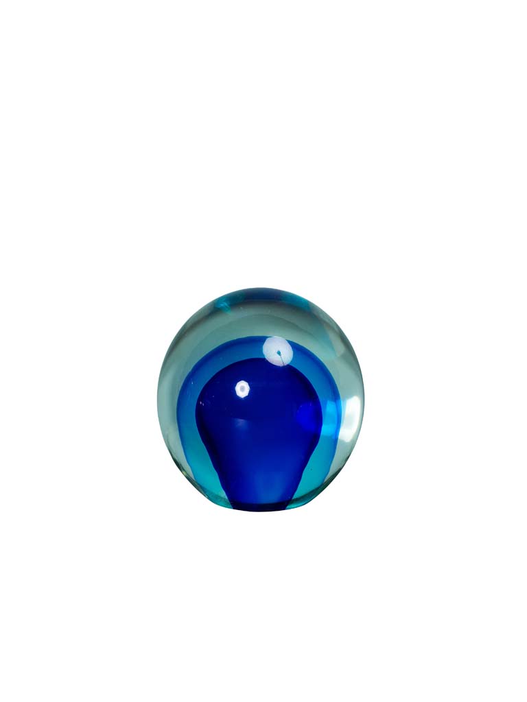 Glass paperweight ball of blue - 2