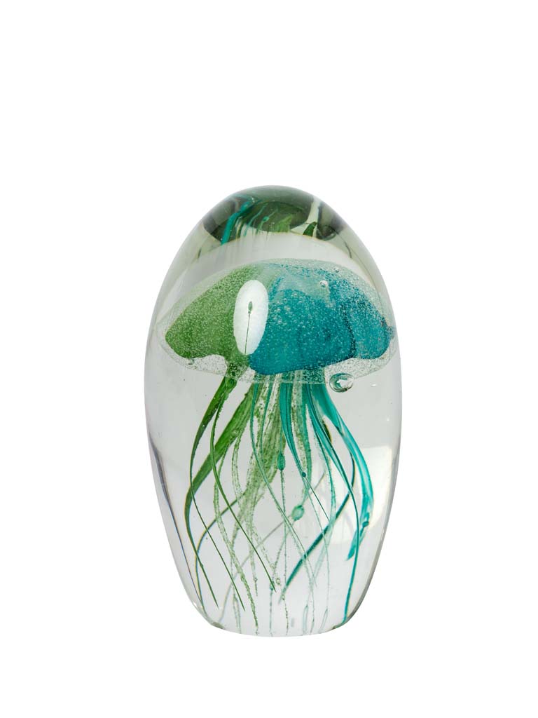 Glass paperweight blue & green jellyfish - 2