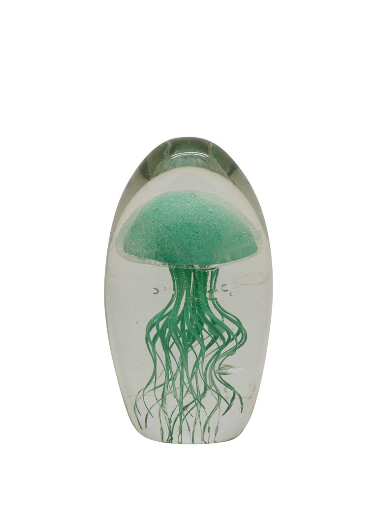 Glass paperweight with light green jellyfish - 2