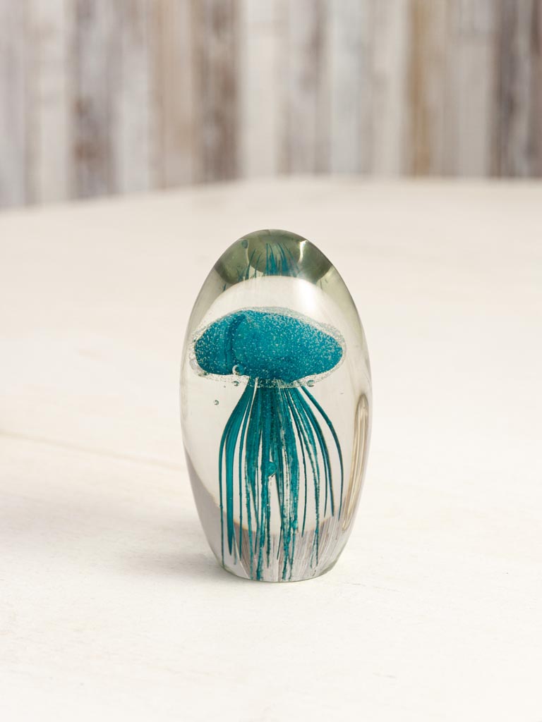Glass paperweight with blue jellyfish - 1