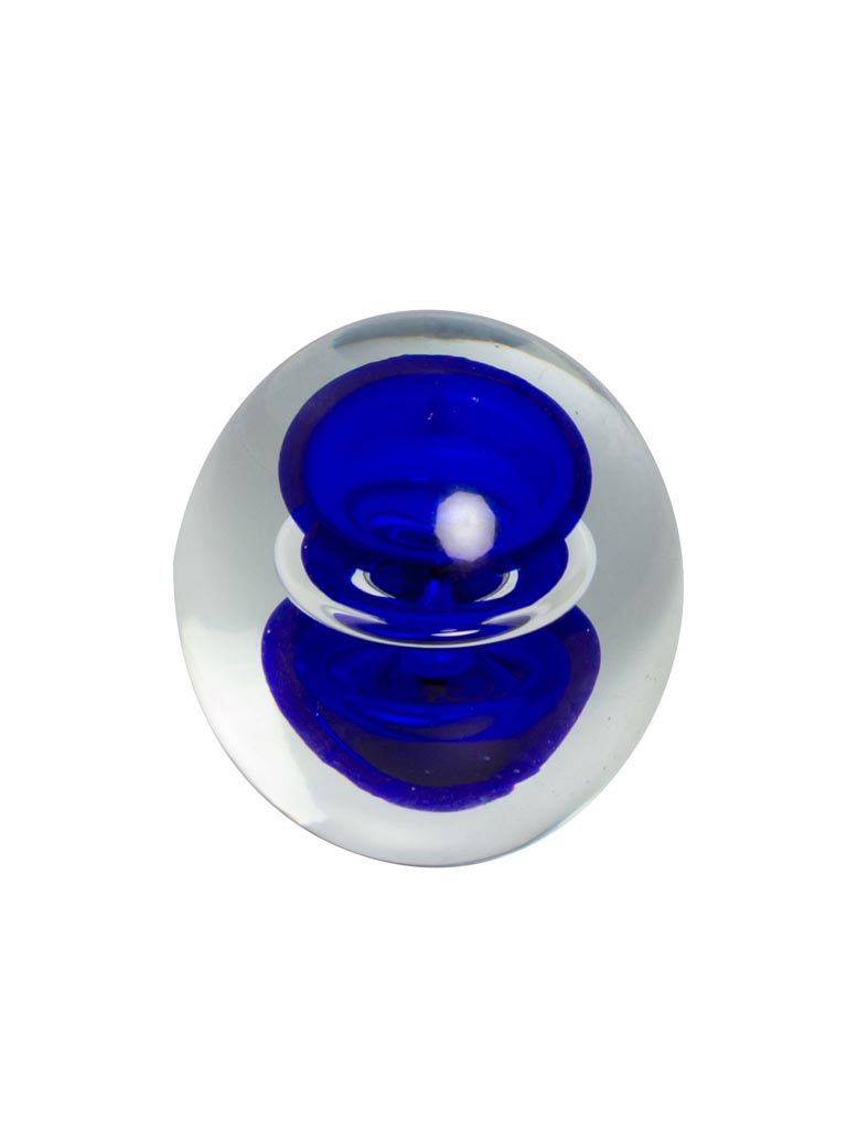 Blue glass ball paperweight - 2