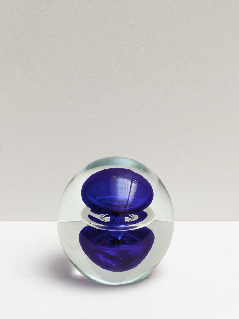 Blue glass ball paperweight - 1